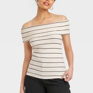 A New Day Cream and Black Striped Top